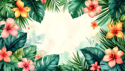 Tropical floral frame
