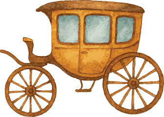 Fototapeta premium Vector realistic watercolor illustration of a vintage carriage