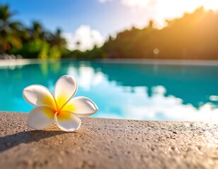 Tropical flower by a pool (1)