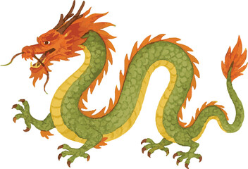 Vector watercolor illustration of a chinese dragon