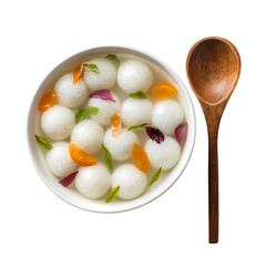 white rasgulla in plate isolated on transparent background
