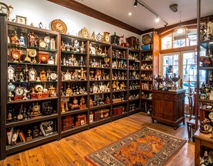 Fototapeta premium Antique clock and curiosities shop interior