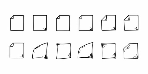 Simple illustration of several white papers with slightly bent corners