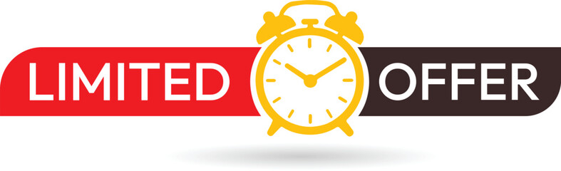 Premium red and yellow limited-time offer sale label with bold typography and glossy sticker style, perfect for discount promotions, special deals and retail marketing banners