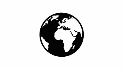 Fototapeta premium Black and white illustration of planet Earth globe.
