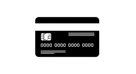 A black credit card icon on a white background for financial or banking concepts