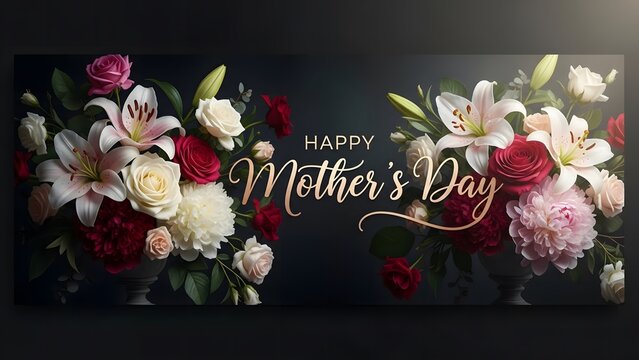 Happy mother's day wishes with beautiful flowers and greeting
