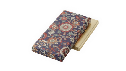 Vintage book with intricate tapestry design cover