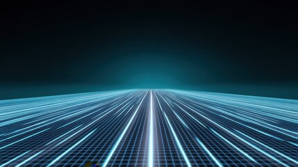 Futuristic Digital Landscape with Neon Grid Lines and Depth Perspective for Technology, Sci-Fi, and Visual Concept Designs