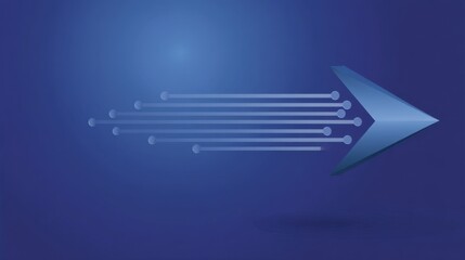 Dynamic Arrow Design Showing Motion on a Blue Background with Lines Representing Speed and Direction in a Modern Style