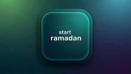 Green glowing button with start Ramadan text in white