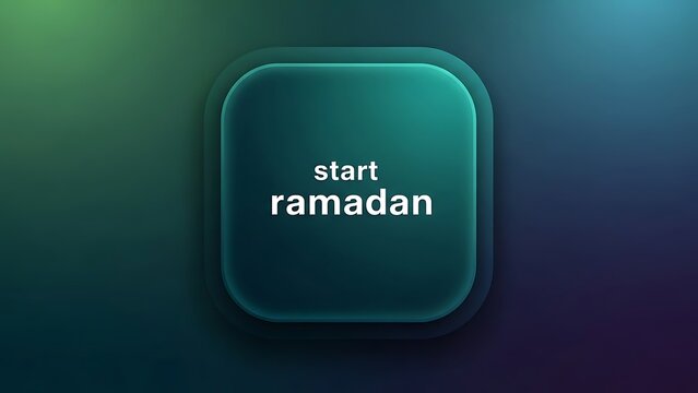 Green glowing button with start Ramadan text in white - Powered by Adobe