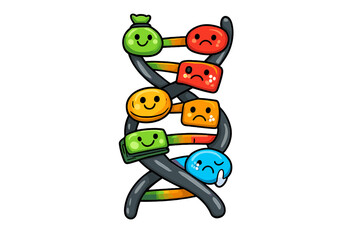 Obraz premium Finance DNA Doodle. Doodle-style vector icon of a finance DNA chain, double helix composed of colorful revenue and cost segments,