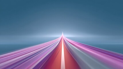 Abstract futuristic road with dynamic light trails creating a vivid and vibrant illusion of speed and movement in a digital landscape