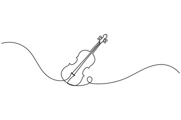 Obraz premium Artistic Continuous Line Sketch of Violin String Instrument
