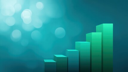 Abstract Background of Growing Bar Graphs with Soft Bokeh Effect in Shades of Green for Business and Financial Themes