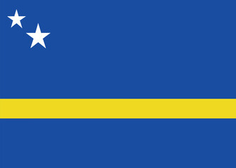 curaçao national flag with blue and yellow stripes and white stars, flat vector illustration for caribbean country and cultural design © Durjoy Art