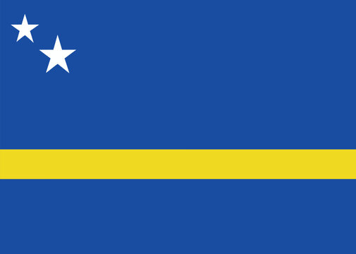 cura&ccedil;ao national flag with blue and yellow stripes and white stars, flat vector illustration for caribbean country and cultural design