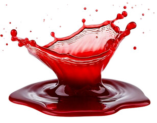 A splash of a crimson liquid, like red berry juice, jam, or punch, cut out