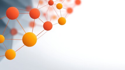 Abstract connection background with colorful spheres and lines representing network data visualization and technology interaction in modern design