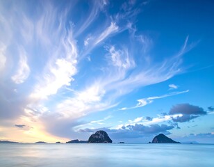 Tranquil seascape with dramatic clouds