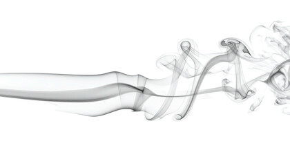 A wispy, curling trail of translucent, gray smoke against a stark black backdrop