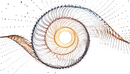 A spiral composed of dot-like lines with a central hole, gradient colors, on white