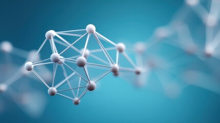 Abstract Representation of a Molecular Network with Nodes and Connecting Lines on a Soft Blue Background for Scientific Concepts and Technology Themes