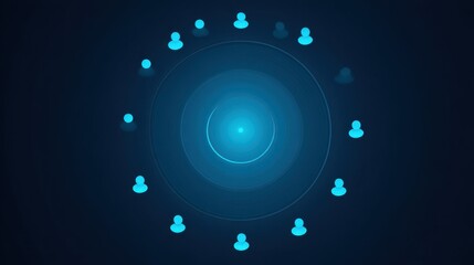 Abstract representation of digital network connections with glowing user icons on dark background illustrating modern communication technology