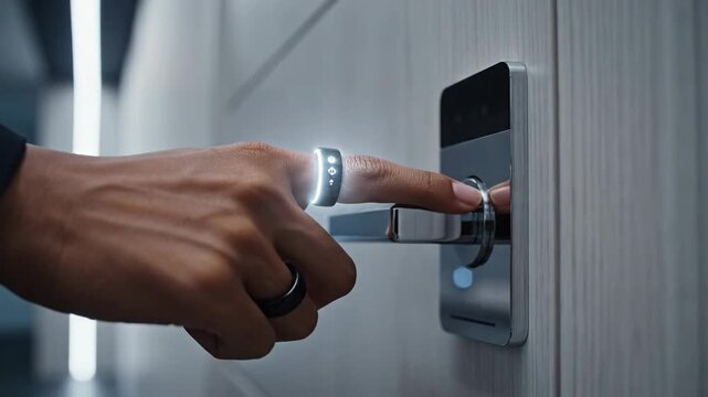 Closeup of Modern Electronic Door Lock Being Operated with a Keyless Entry System