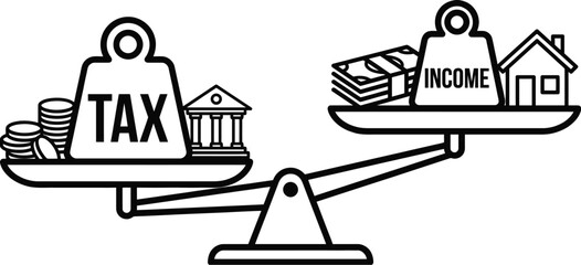 Tax burden balancing on financial scales vector illustration