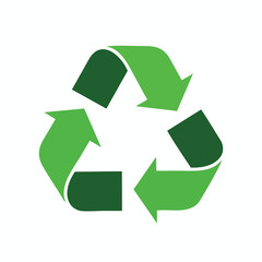 Fototapeta premium An icon of interlocking arrows, forming a triangle with shades of green