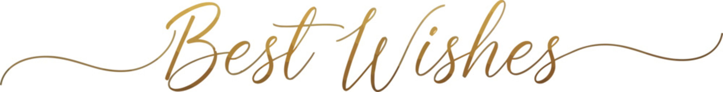 Elegant golden 'Best Wishes' calligraphy, a beautiful hand-lettered script for heartfelt greetings, festive celebrations, and special occasion designs