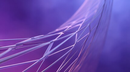 Abstract modern design featuring a delicate mesh structure with ethereal purple and blue gradient background for creative projects or technology themes