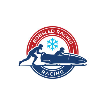 Professional bobsleigh club logo emblem designed for winter sports teams and branding.