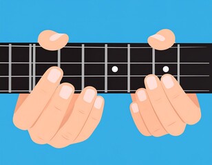 Two hands playing guitar