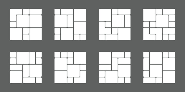 Bento grid for web, presentation. Trendy first screen for website. Graphic dashboard for presentation template. Infographic Templates, Web Comic Grids. Editable And Scalable Vector Illustration.