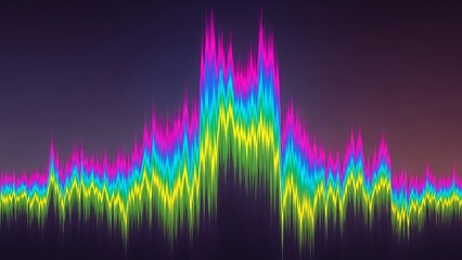Vibrant rainbow spectrum analyzer display with peaks and valleys