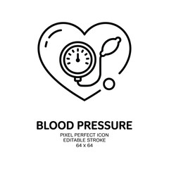 Modern blood pressure icon with heart and leaf design