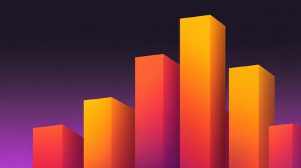Vibrant Colorful Bars Rising in Dynamic Gradient on Dark Background for Financial Growth, Marketing, or Data Analysis Representation