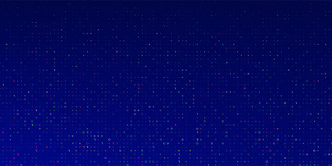 Obraz premium Set vertical panels display falling binary code set against a black background. Each panel features colorful gradients of blue, dark purple, and hints of red orange, creating abstract patterns.