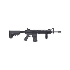 Fototapeta premium Automatic military assault rifle isolated on white background as a vector illustration of a black metal M16 firearm for army shooting and war