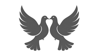 Two doves facing each other, wings outstretched