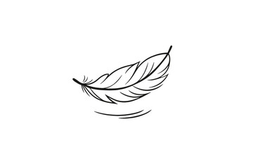 Fototapeta premium Black feather outline on a gradient background