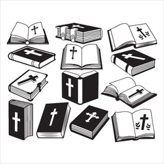 Set Of Christian Bible Icon Illustrations