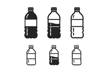 Set of six bottle icons with varying fill levels