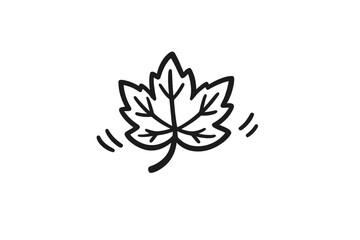 Black and gray leaf outline with motion lines