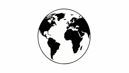 Stylized Black and White Globe Icon Representing Earth.