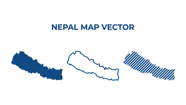 Vector map of Nepal with three different style representations shown