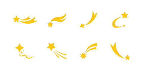 Shooting Star Icon Set  Black Comet and Magic Spark Silhouette Vector Collection Isolated on White Background . eps10 © Aquavisionweath6
